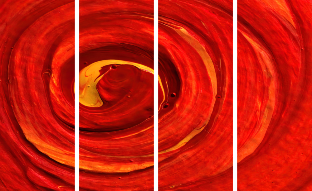 Red Vortex 4 Pieces Mega Glass Wall Art (59"x36")