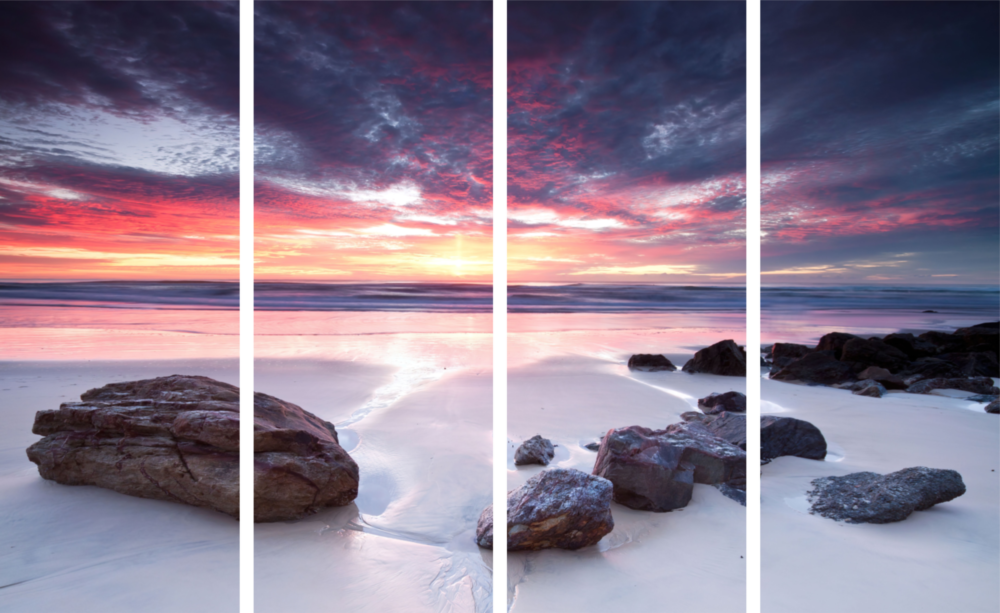 Sunset at the Beach 4 Pieces Mega Glass Wall Art (59"x36")