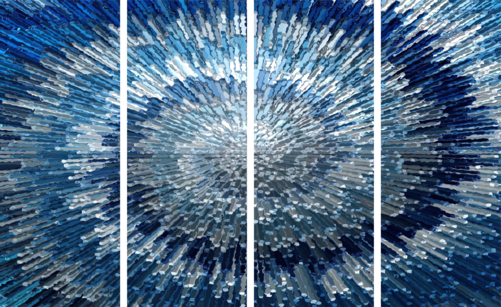 Blue Spiral 4 Pieces Mega Glass Wall Art (59"x36")