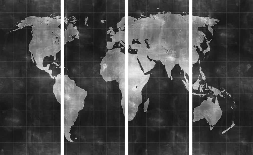World Map 4 Pieces Mega Glass Wall Art (59"x36")