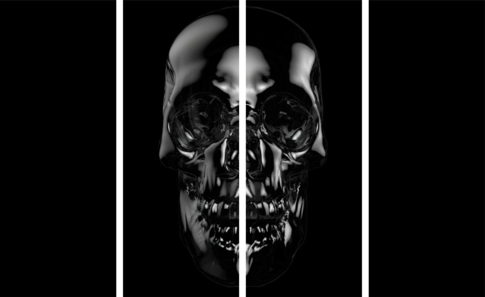 Skull 4 Pieces Mega Glass Wall Art (59"x36")