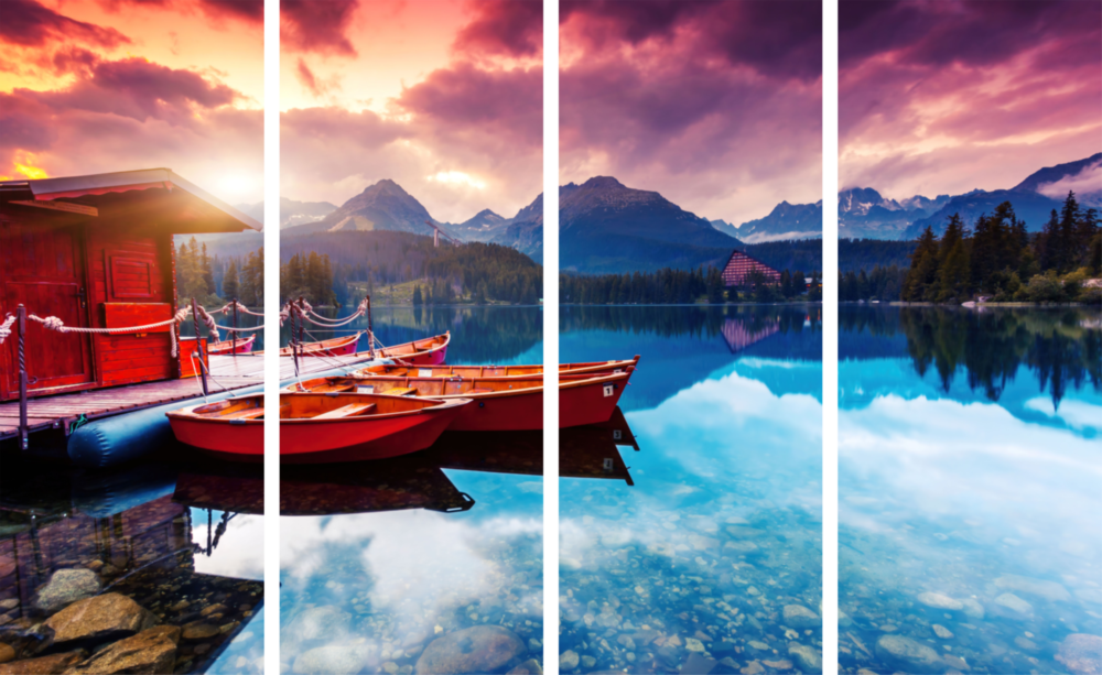 Sunset 4 Pieces Mega Glass Wall Art (59"x36")