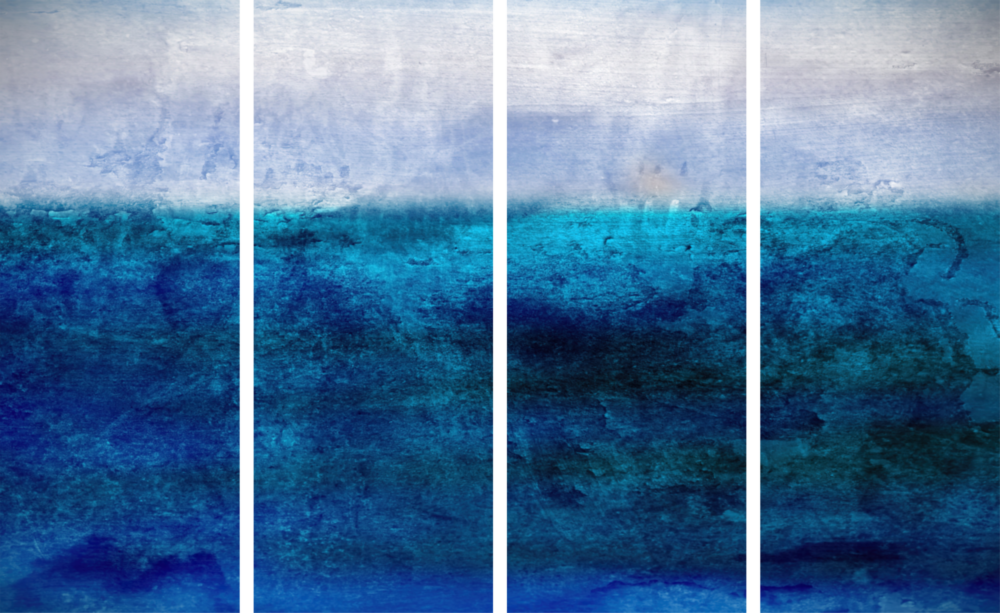 Blue Horizon 4 Pieces Mega Glass Wall Art (59"x36")
