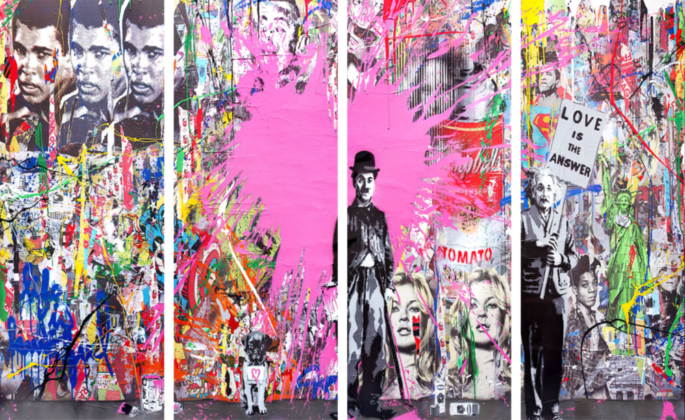 Charlie, Einstein and Banksy 4 Pieces Mega Glass Wall Art (59"x36")