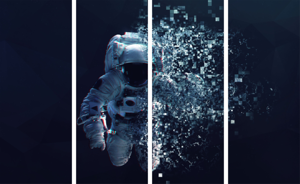 Astronaut  4 Pieces Mega Glass Wall Art (59"x36")