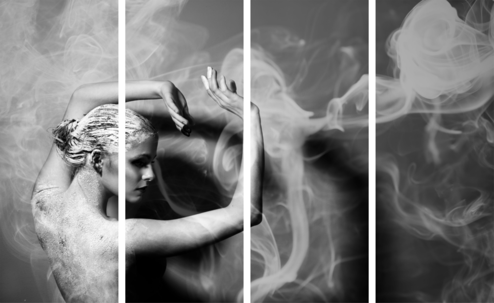 Dancing with Smoke 4 Pieces Mega Glass Wall Art (59"x36")