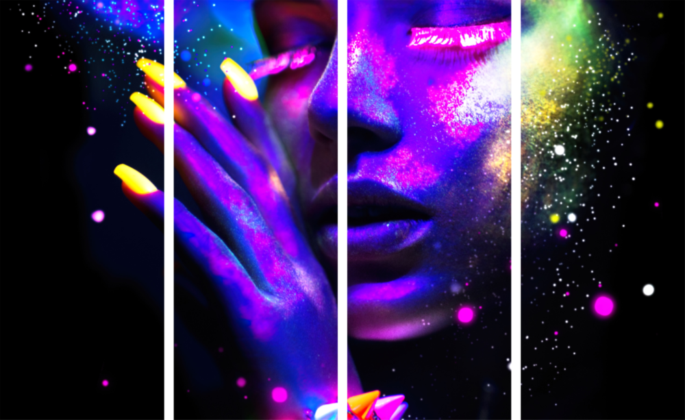 Woman 4 Pieces Mega Glass Wall Art (59"x36")