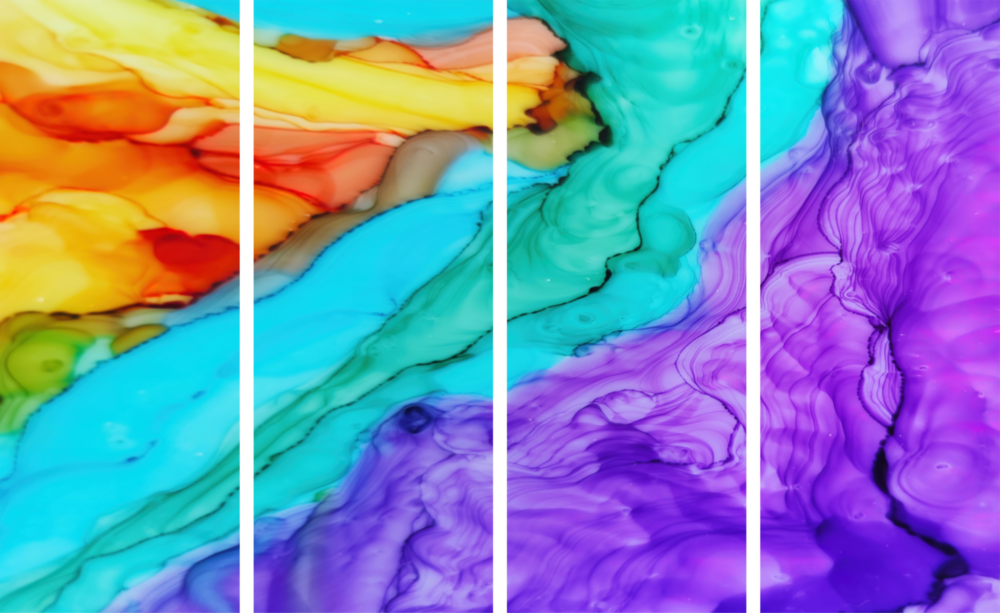 Colorful Steam 4 Pieces Mega Glass Wall Art (59"x36")