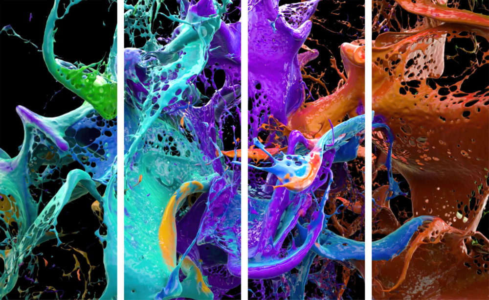 Mixing the Colors 4 Pieces Mega Glass Wall Art (59"x36")