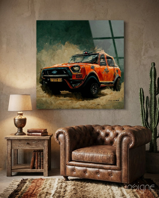 Racer Glass Wall Art  || Designer Collection - Lifestyle preview in a designer interior