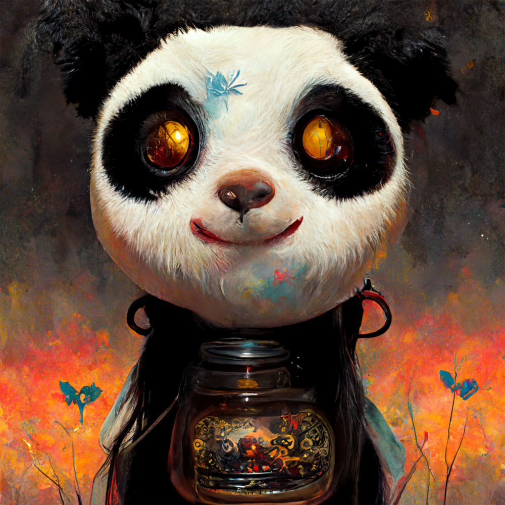 Panda Cup Glass Wall Art  || Designer Collection