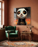 Panda Cup Glass Wall Art  || Designer Collection - Lifestyle preview in a designer interior