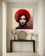 Red Hat Glass Wall Art  || Designer Collection