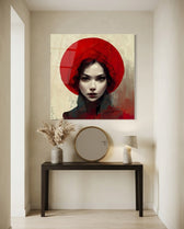 Red Hat Glass Wall Art  || Designer Collection