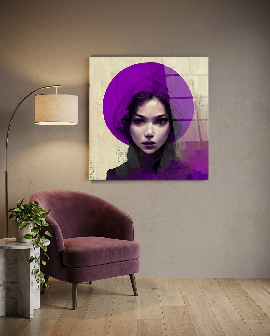 Purple Hat Glass Wall Art  || Designer Collection