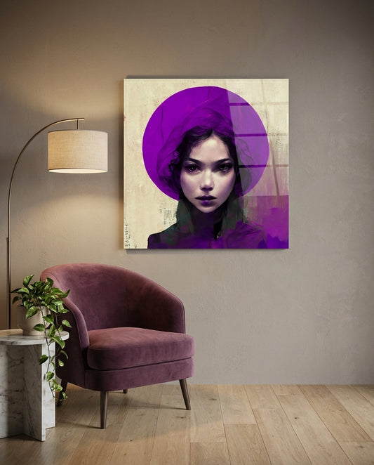 Purple Hat Glass Wall Art  || Designer Collection