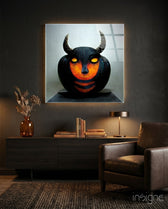 Evil Pumpkin Glass Wall Art  || Designers Collection - Lifestyle preview in a designer interior