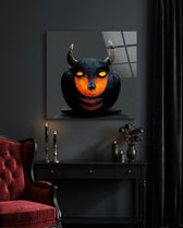 Evil Pumpkin Glass Wall Art  || Designers Collection
