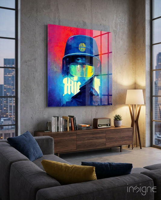 The Guardian Glass Wall Art  || Designer Collection - Lifestyle preview in a designer interior