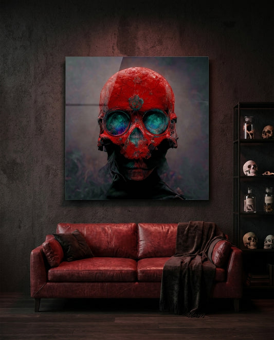 Red Head Glass Wall Art  || Designer Collection