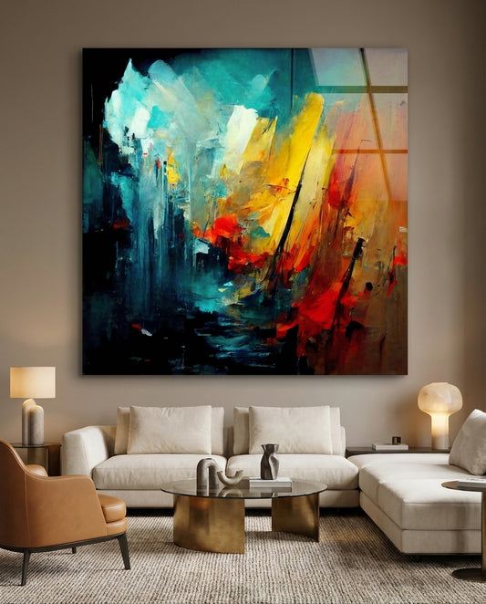 Collapsed City Silhouette Glass Wall Art  || Designers Collection