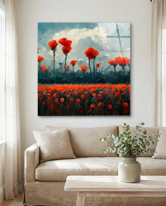 Poppy Glass Wall Art  || Designer Collection