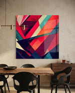 Crimson Teal Angular Triangle Shards Glass Wall Art