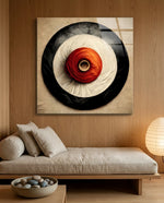 Red Rose Concentric Circles Glass Wall Art