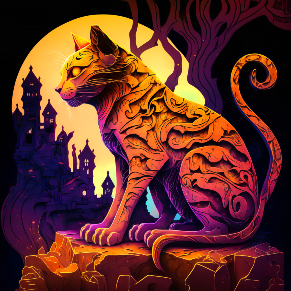 Ancient Cat Glass Wall Art  || Designers Collection