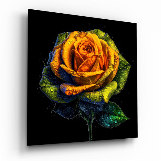 Yellow Rose Glass Wall Art.