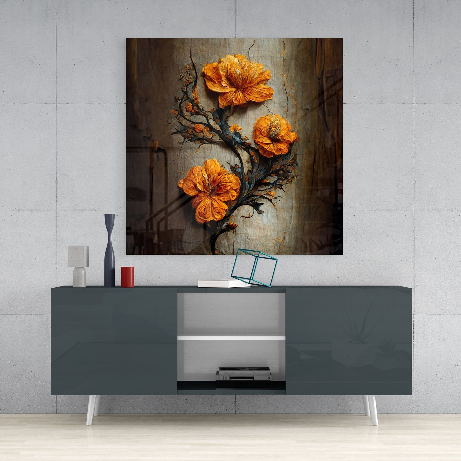 Timeless Flowers Glass Wall Art|| Designer Collection.