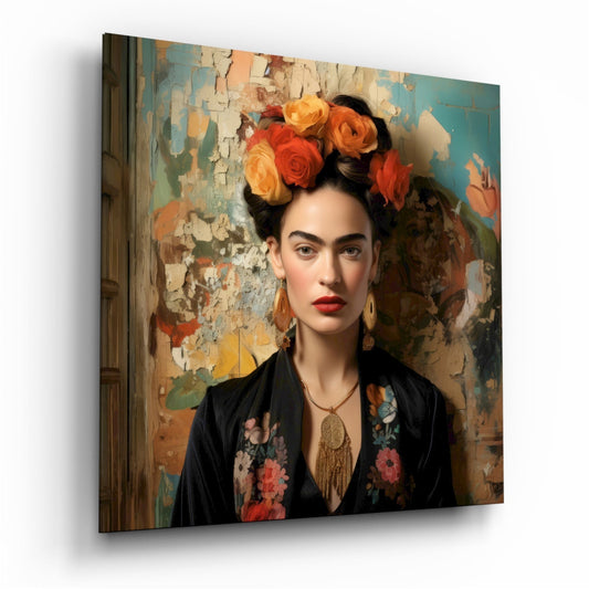 Folk Art Floral Portrait Glass Wall Art|| Designer Collection