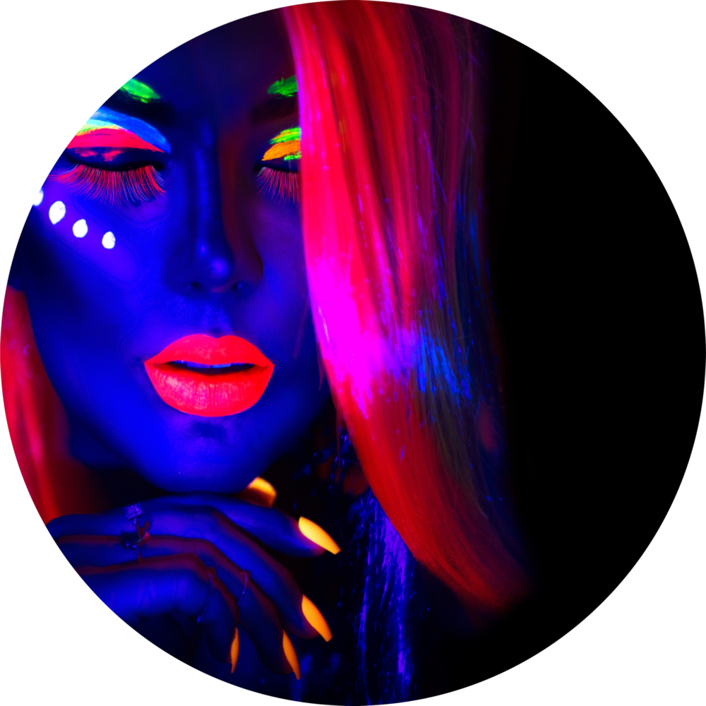 Neon Woman Glass Wall Art