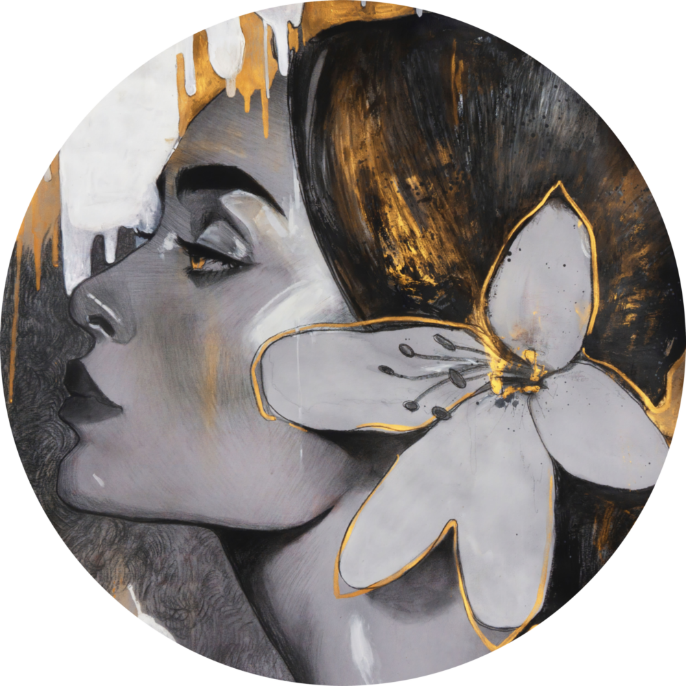 Floral Woman Glass Wall Art