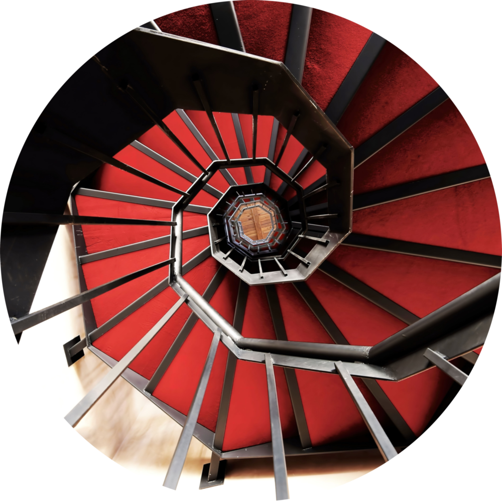 Red Stair Glass Wall Art