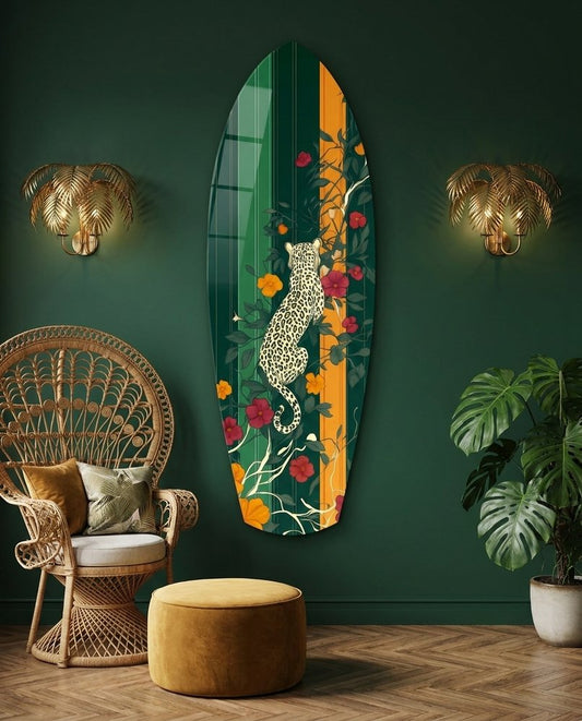Tiger in the Jungle Glass Wall Art