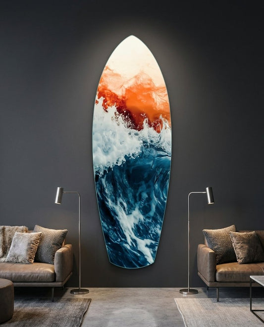 Colors of the Sunset in the Ocean Glass Wall Art