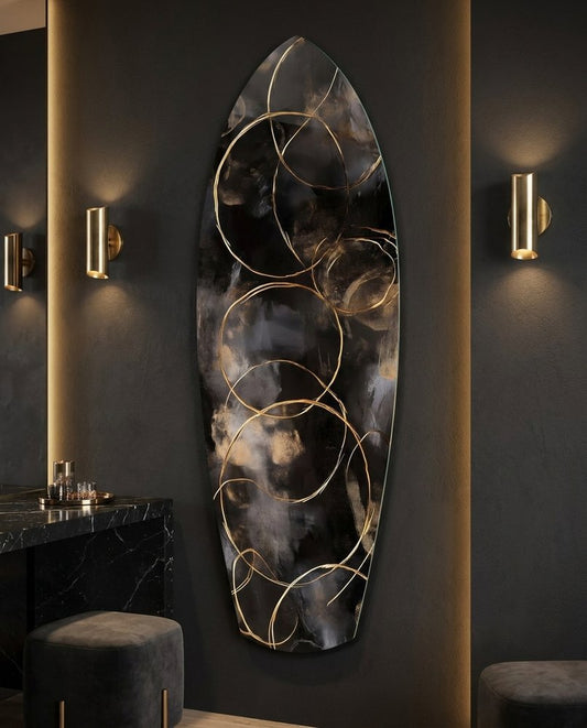 Golden Circles Glass Wall Art