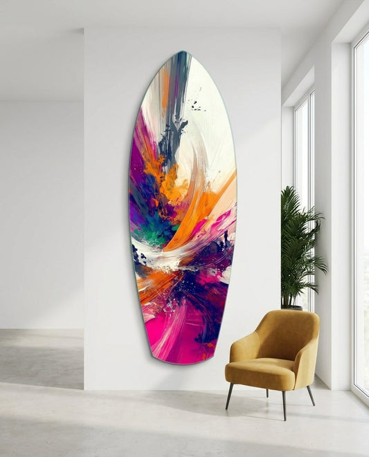 Abstract Paint Brushes Glass Wall Art