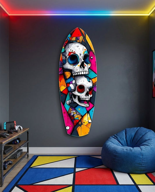 Vintage Skulls Glass Wall Art