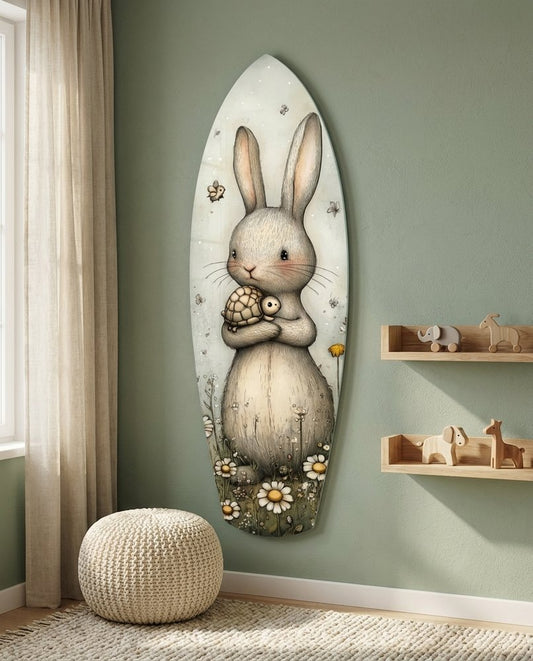 Cute Rabbit Glass Wall Art