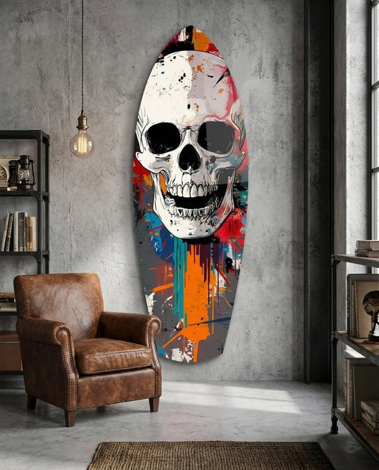 Skull in the Street Art Glass Wall Art