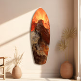 Glowing Volcano Eruption Tempered Glass Wall Art.