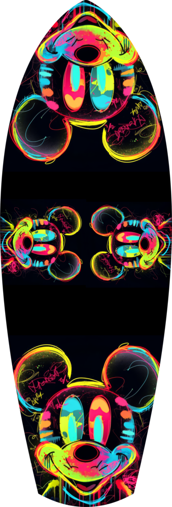 Neon Cartoon Mouse Pop Art Tempered Glass Wall Art