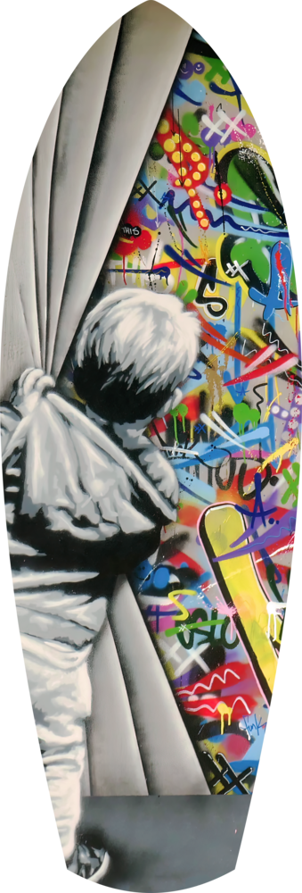 Street Art Curtain Reveal Pop Art Glass Wall Art