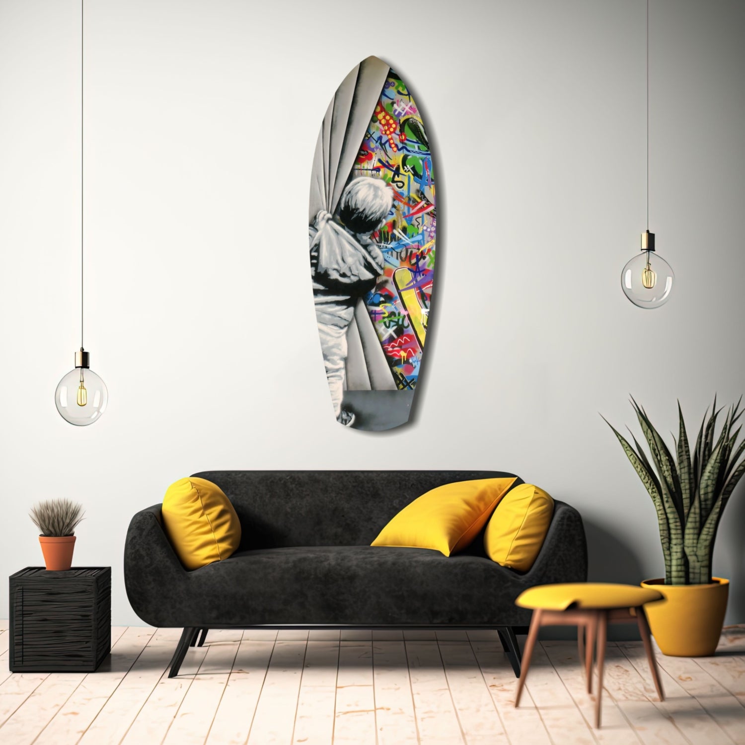 Street Art Curtain Reveal Pop Art Glass Wall Art.