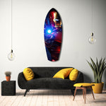 Red Armored Tech Hero Pop Art Glass Wall Art.