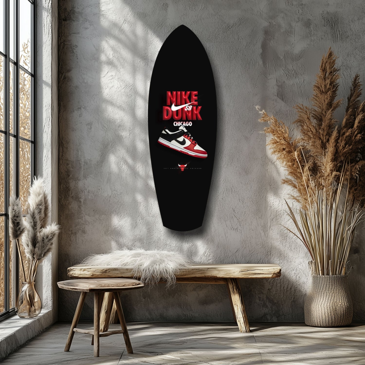 Red White Sneaker Chicago Pop Art Glass Wall Art.