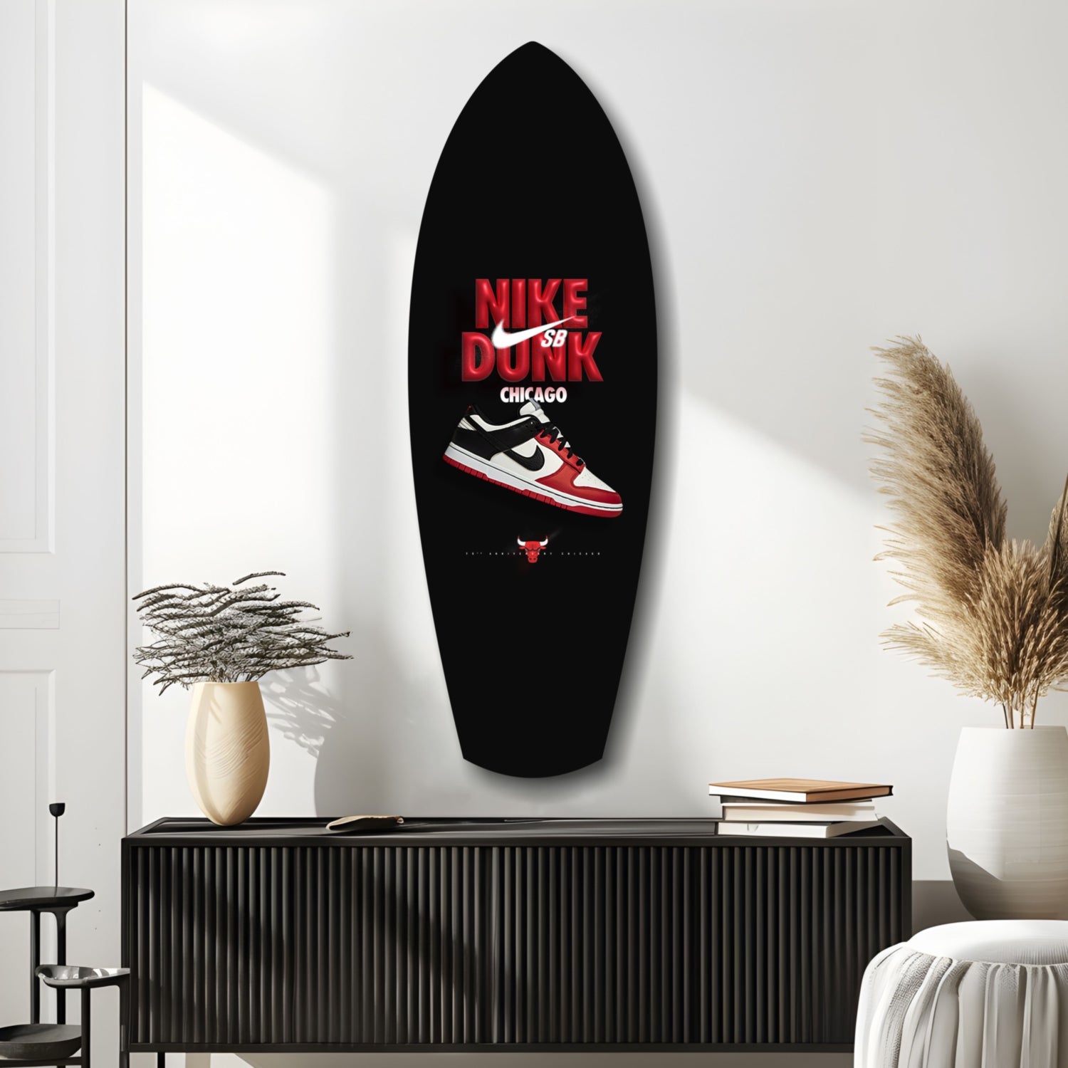 Red White Sneaker Chicago Pop Art Glass Wall Art.