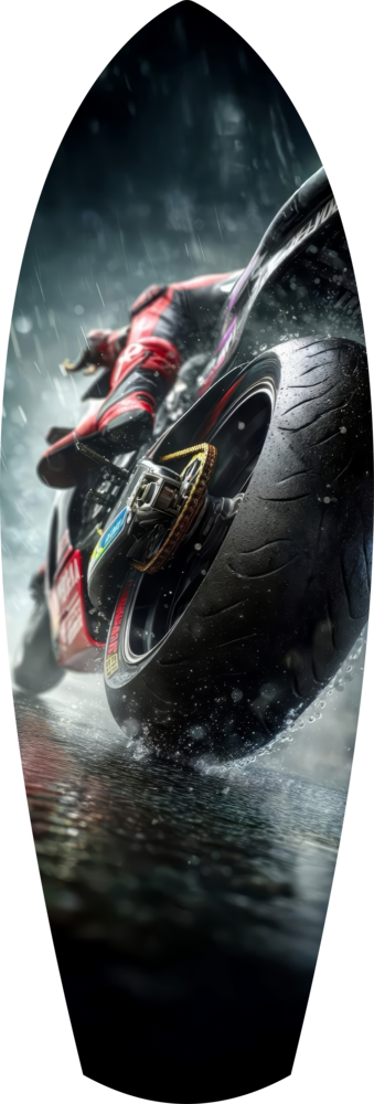 Motorcycle Speed Rain Close-Up Tempered Glass Wall Art